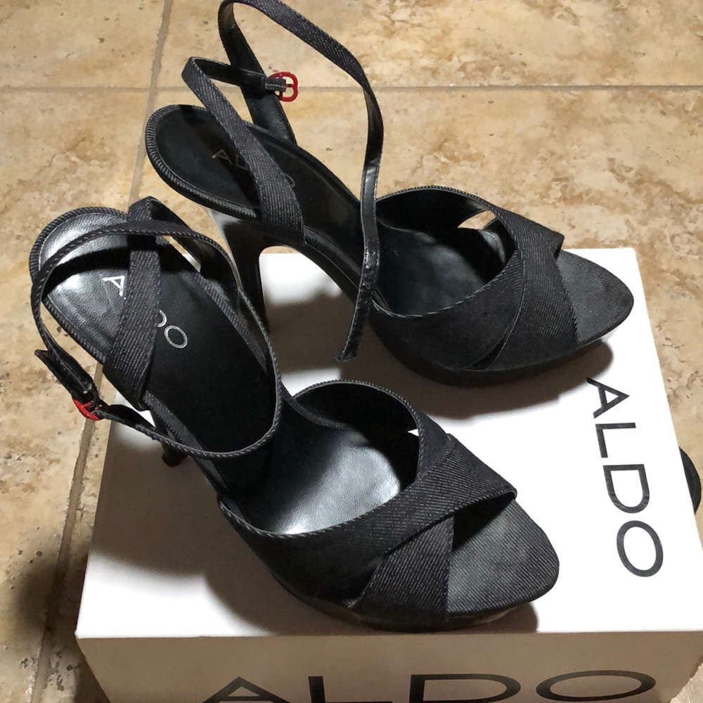 Black denim Aldo’s shoes